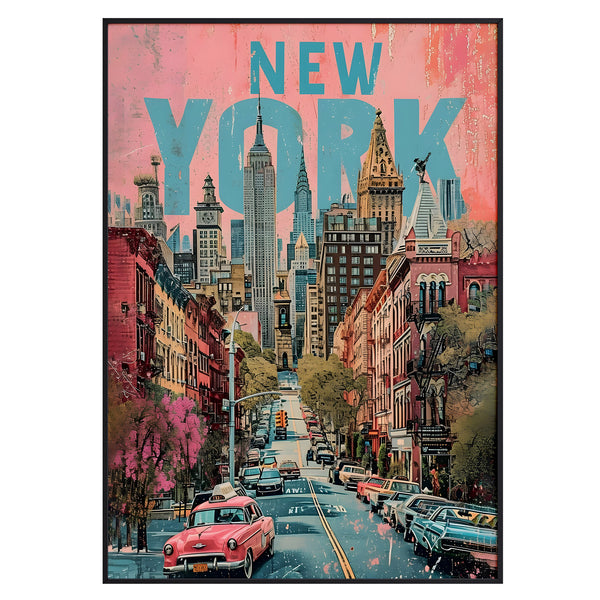 New York City Retro Street Scene, Pop Urban Poster